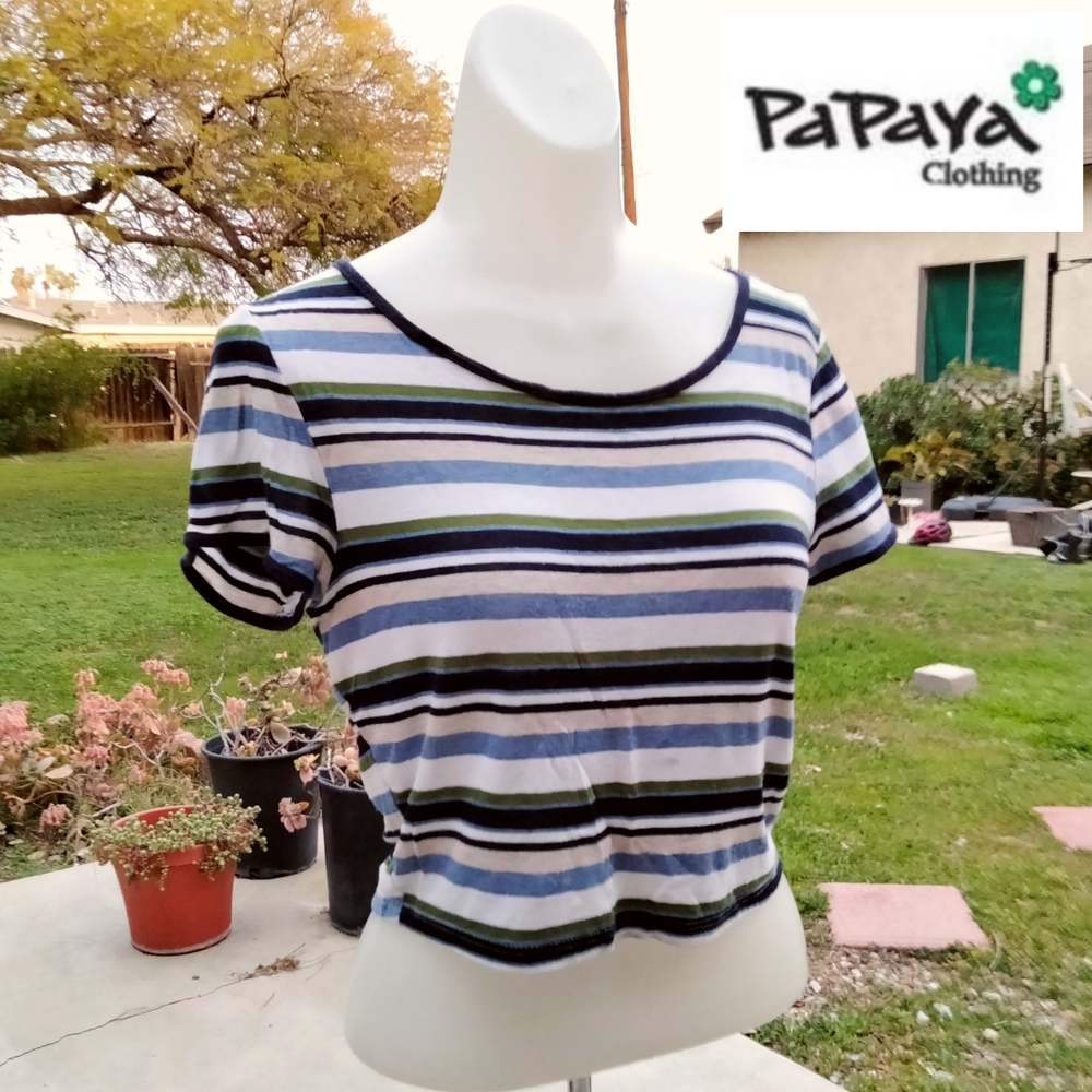 Almost Vintage Papaya Striped Crop Top